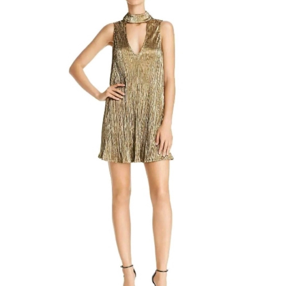 NWT Show Me Your Mumu “Friday” Gold Mini-Dress